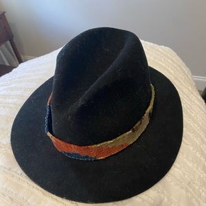 Black wool hat with colorful band